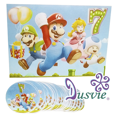 Oblea para decorar pastel y gelatinas con imagen de Mario Bros